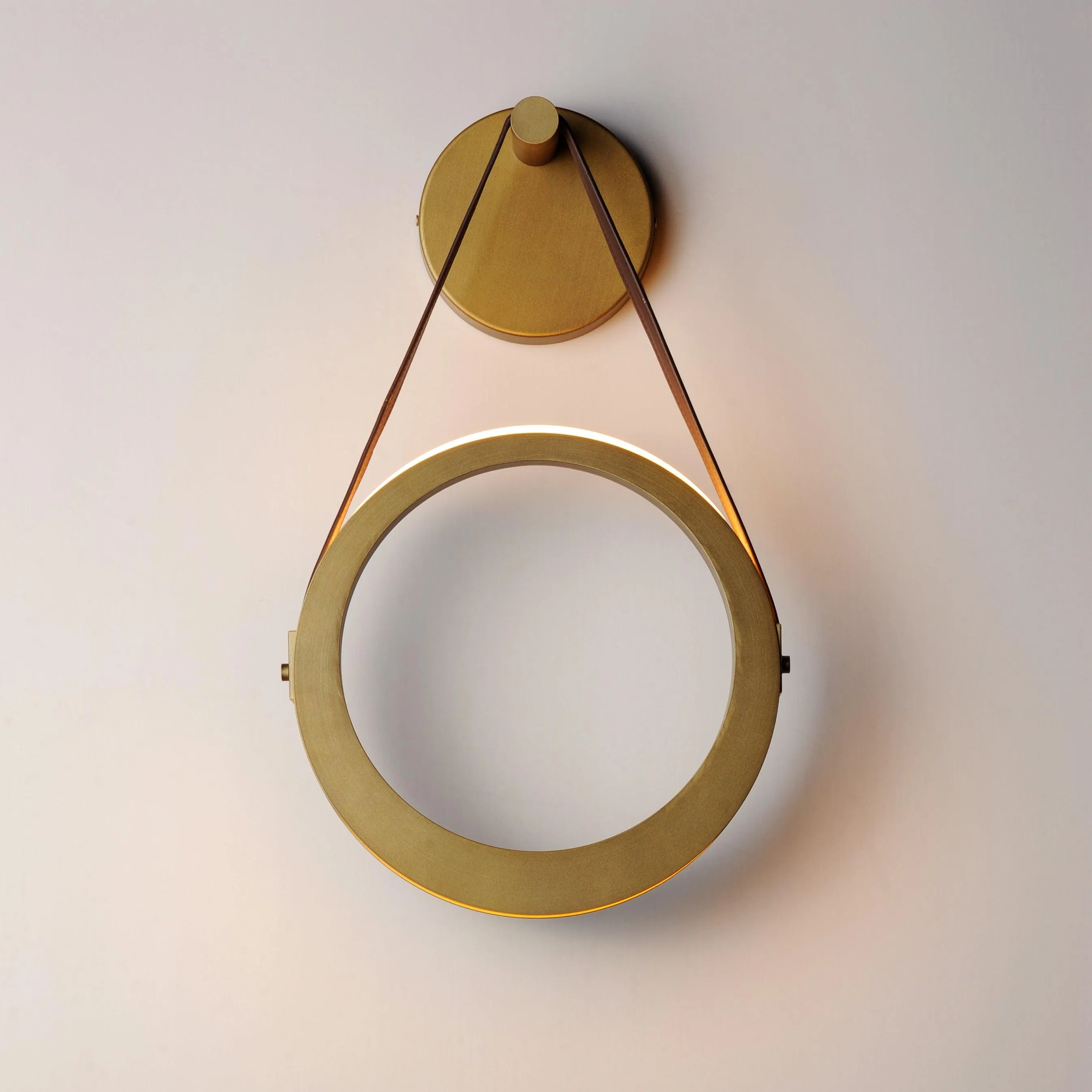 LED Antique Brass Single Rings Wall Sconce