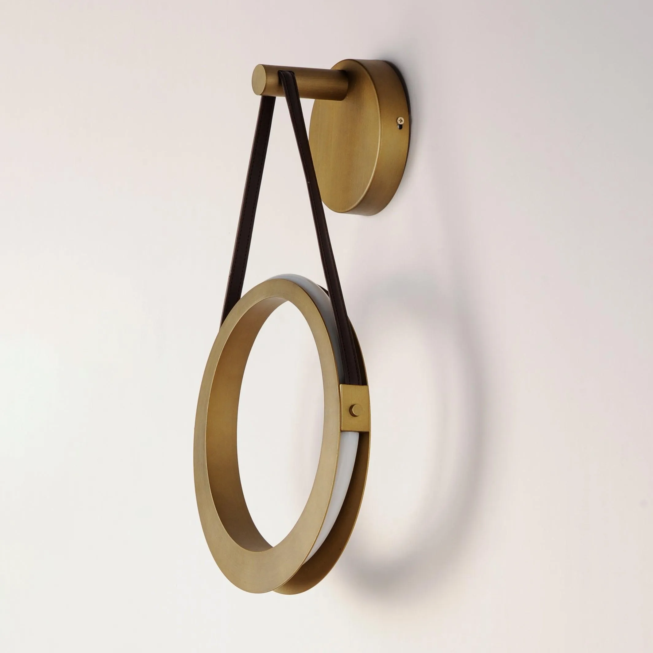 LED Antique Brass Single Rings Wall Sconce