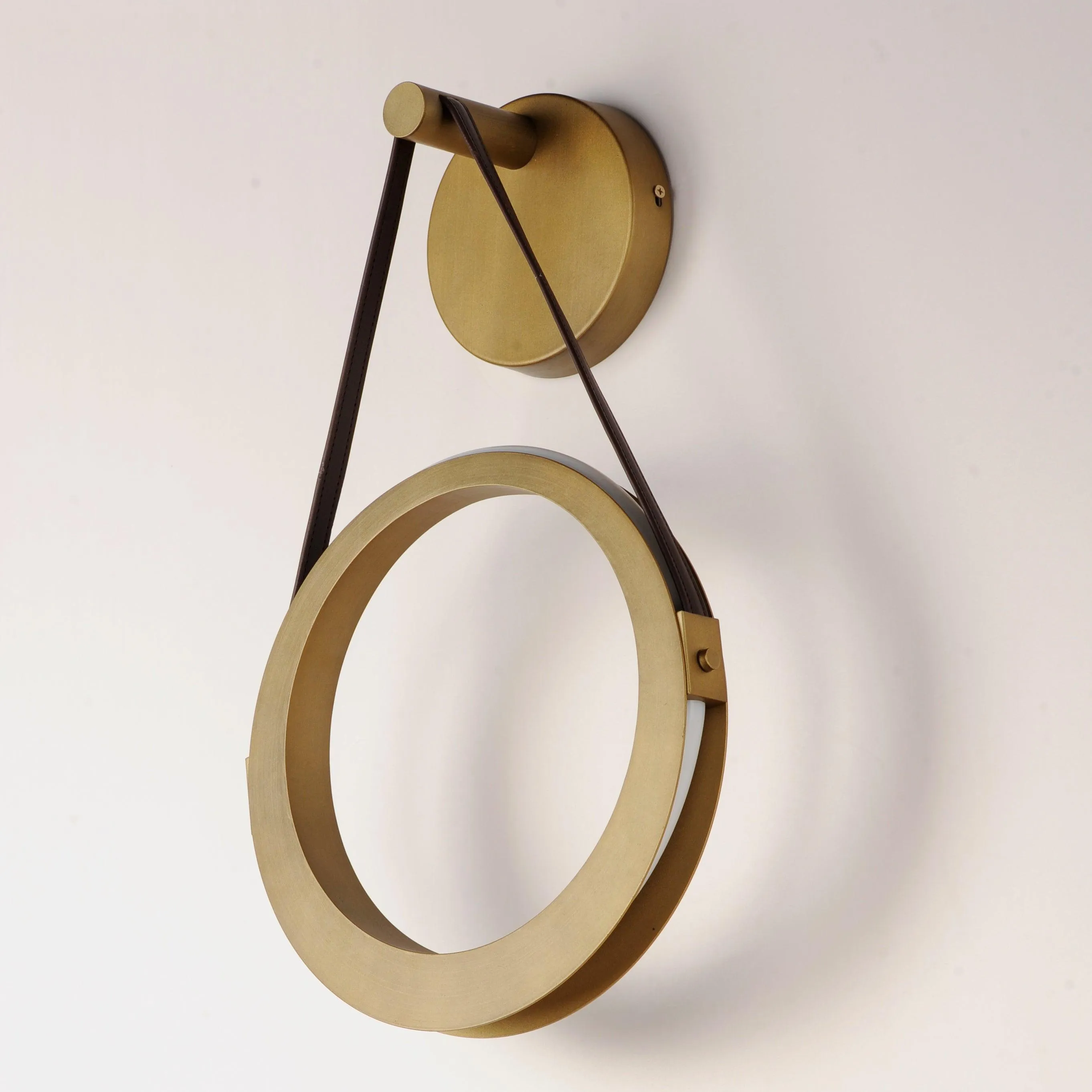 LED Antique Brass Single Rings Wall Sconce