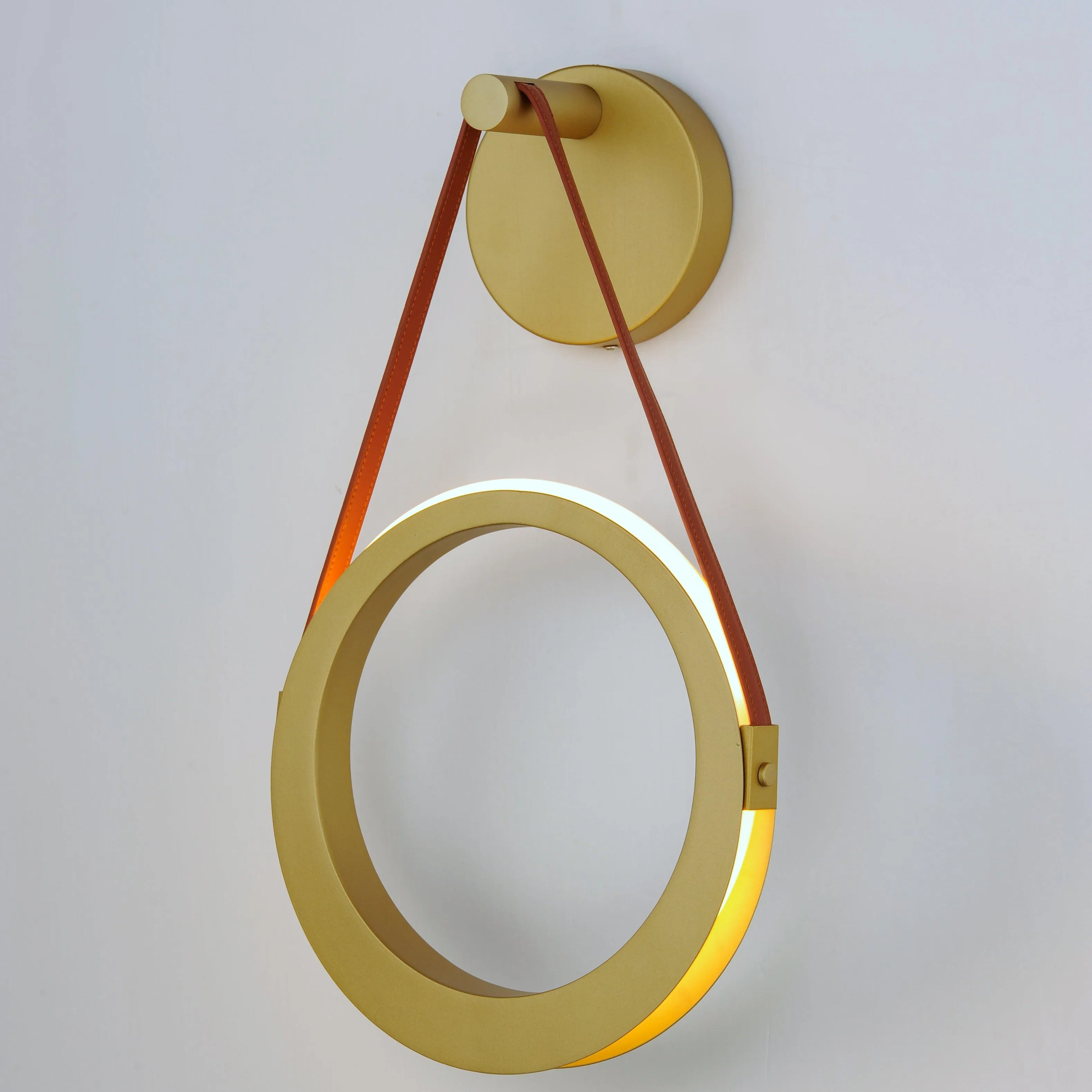 LED Antique Brass Single Rings Wall Sconce