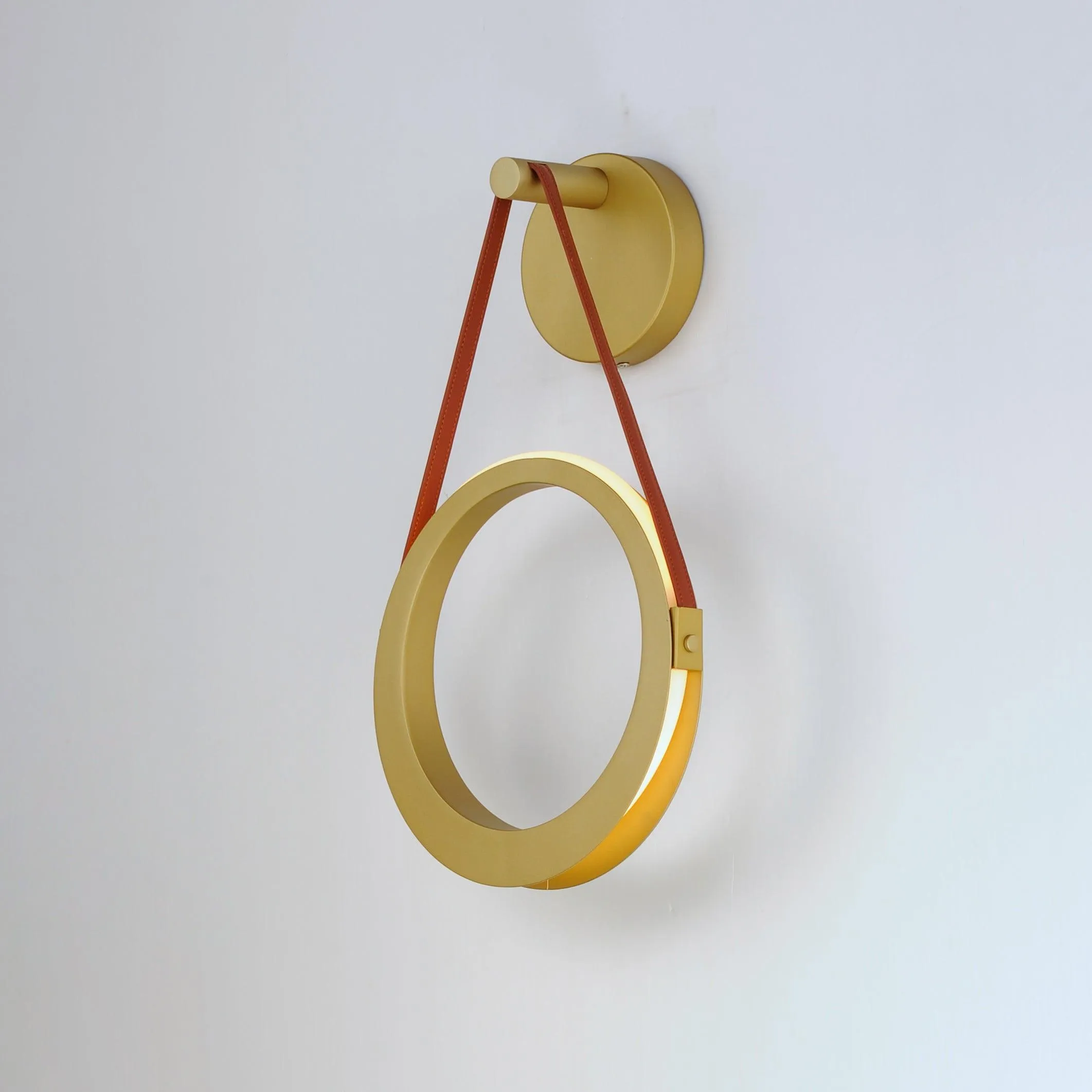 LED Antique Brass Single Rings Wall Sconce