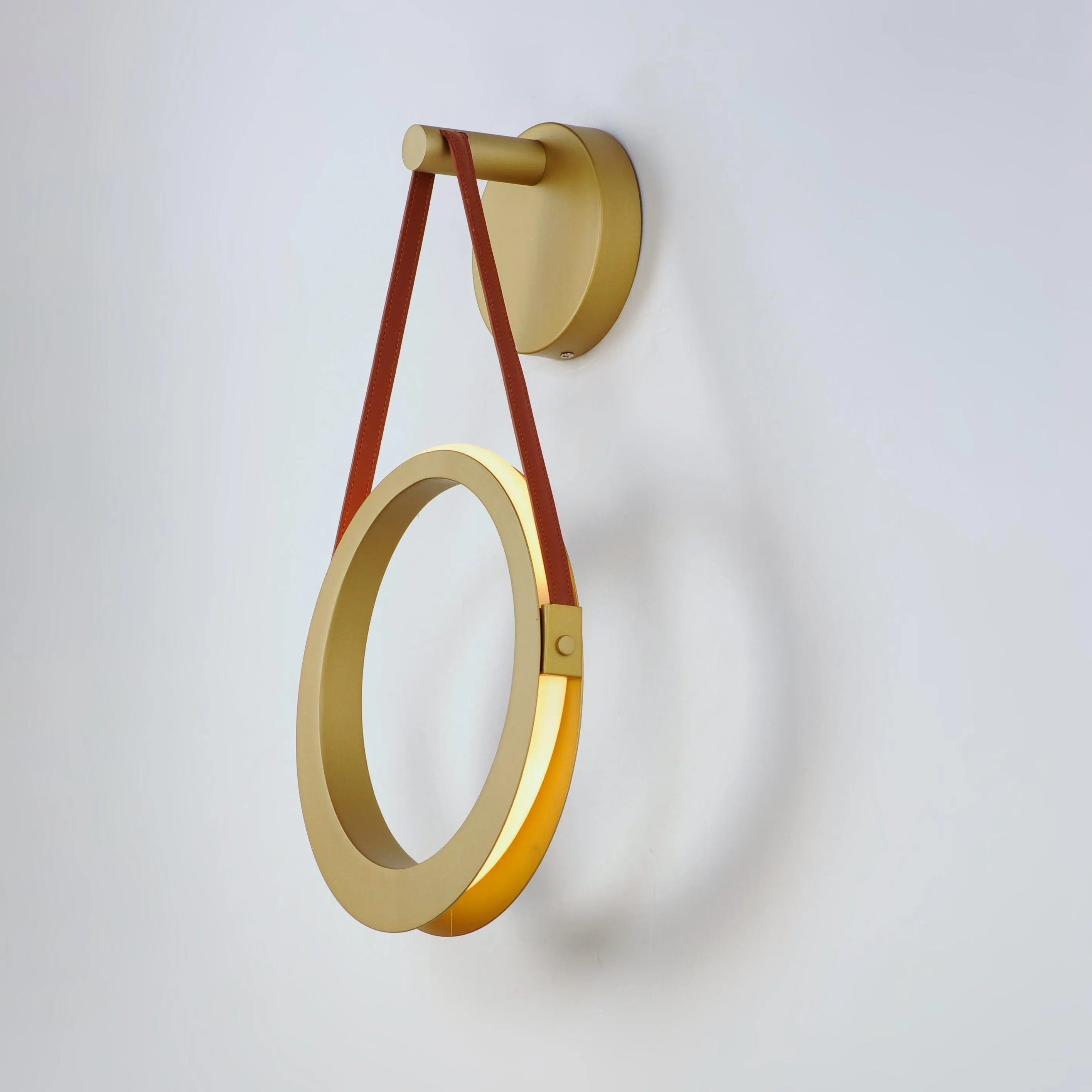 LED Antique Brass Single Rings Wall Sconce