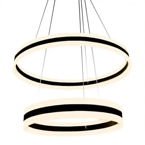 LED Black Trim Double Acrylic Ring Chandelier
