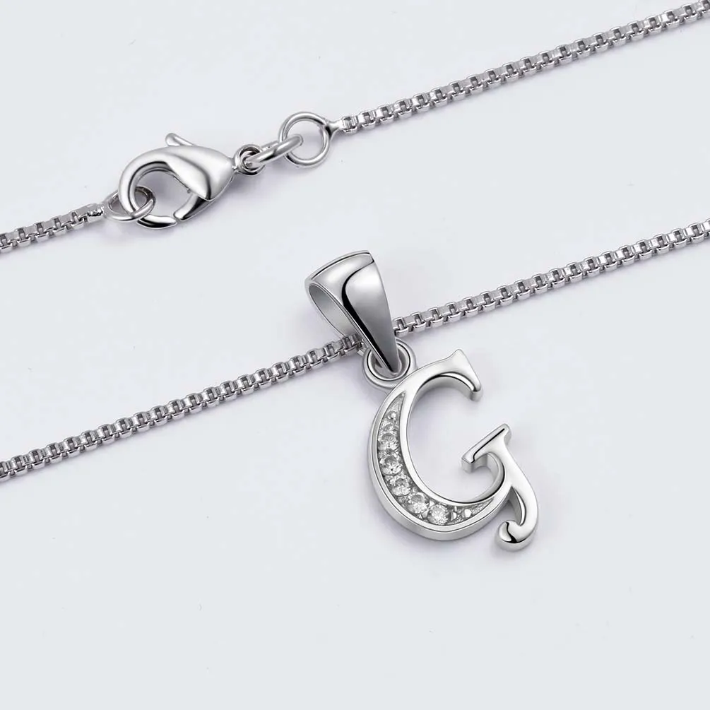 Letter G Initial Necklaces Pendant Women Men Name Jewelry Gift 925 Silver