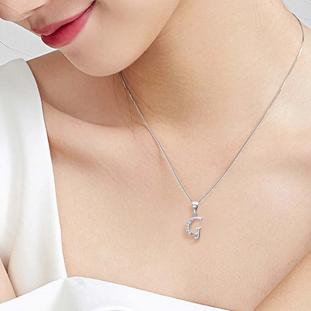 Letter G Initial Necklaces Pendant Women Men Name Jewelry Gift 925 Silver