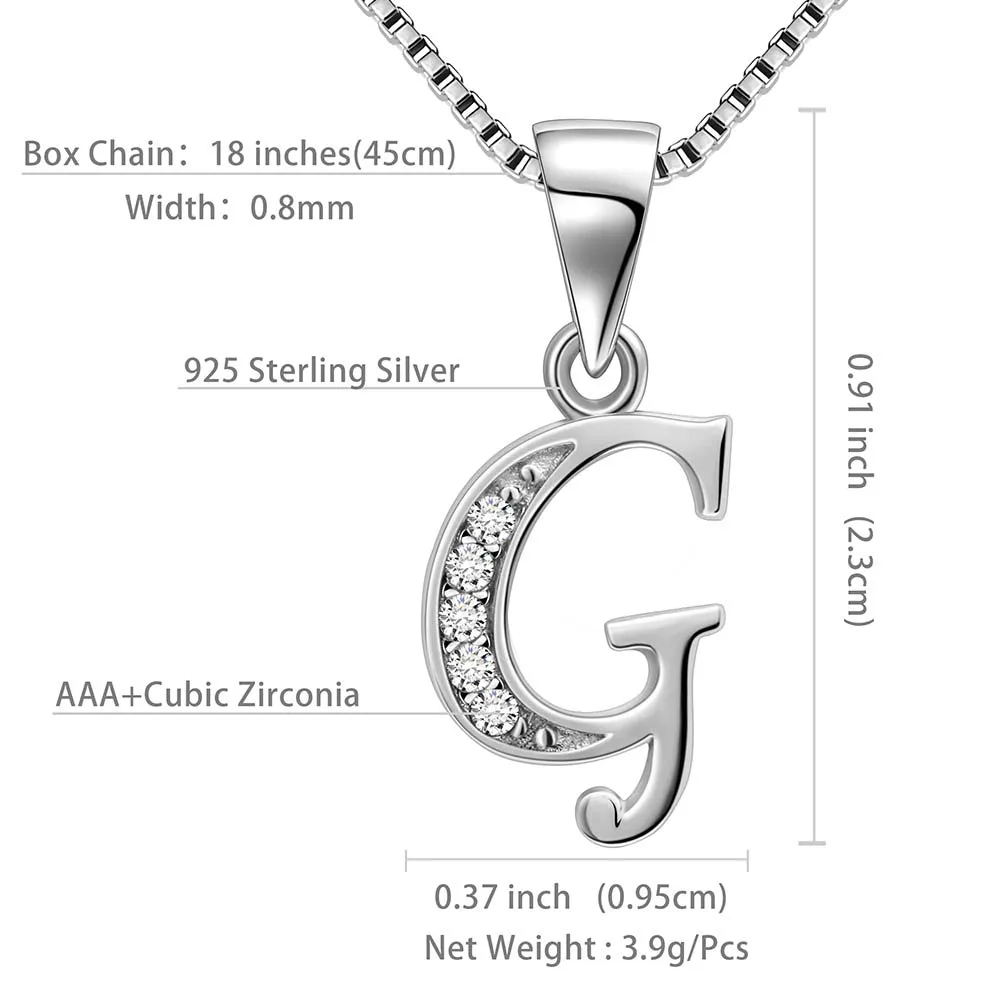 Letter G Initial Necklaces Pendant Women Men Name Jewelry Gift 925 Silver