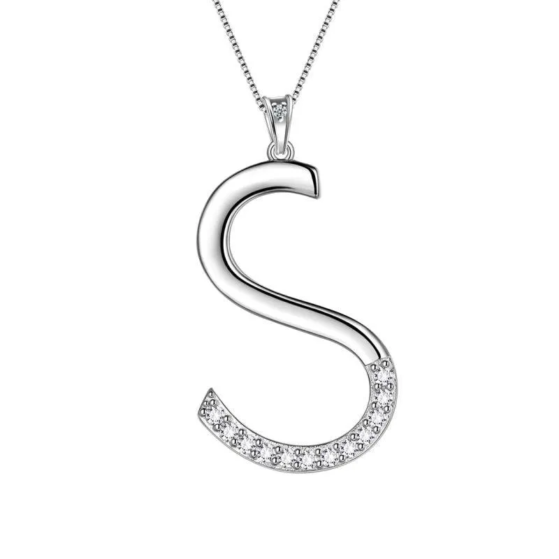 Letter Initial S Necklaces Pendant Women Girls Name Jewelry Gift 925 Sterling Silver