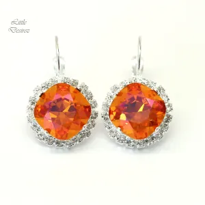Lever back Earrings Crystal Earrings Orange Earrings Bridesmaid Earrings Gift for Her AP50L