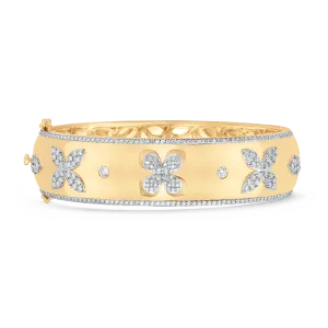 Lierre Gold and Diamond Petal and Marquise Cluster Cigar Bangle