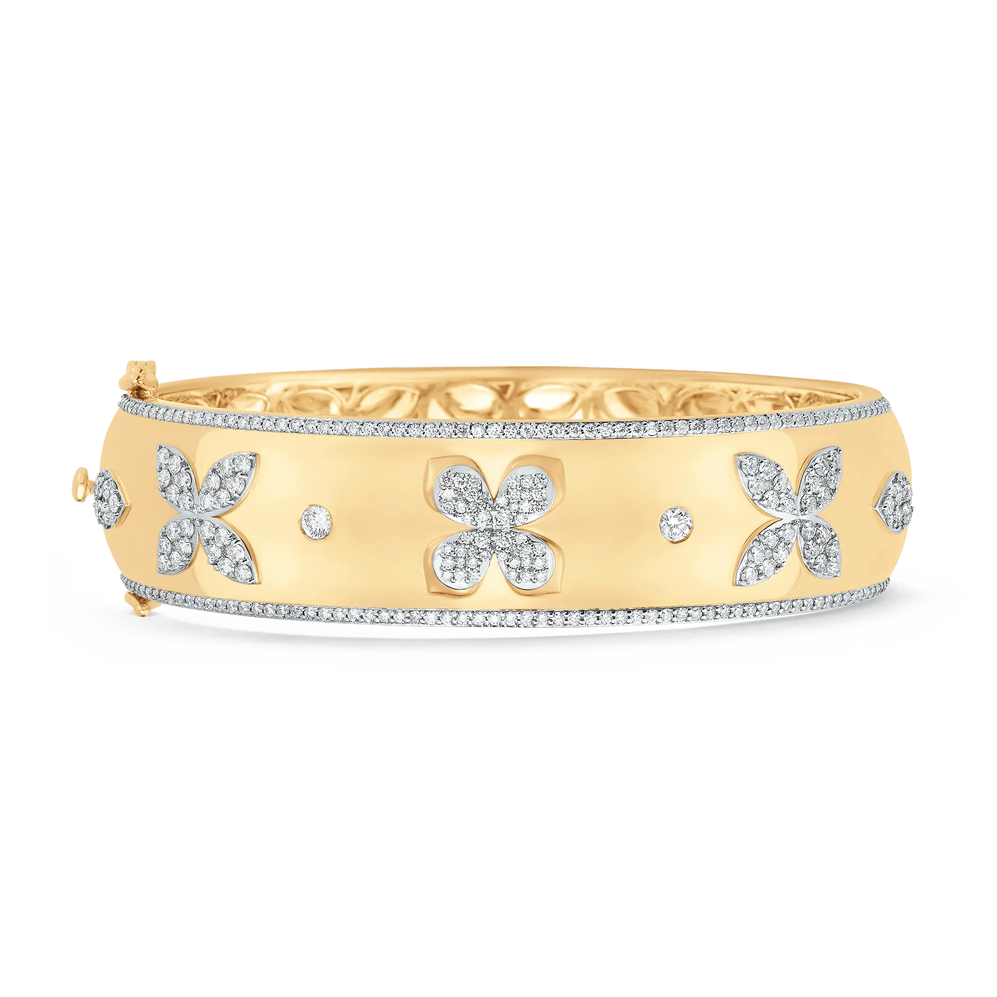 Lierre Gold and Diamond Petal and Marquise Cluster Cigar Bangle