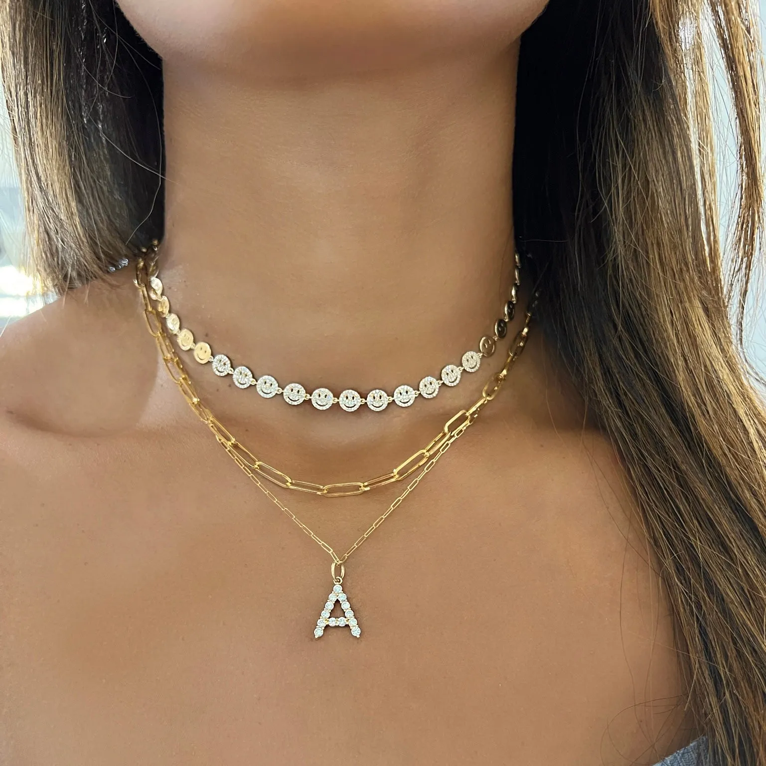 Little Drew Smiley Pave Diamond Adjustable Necklace