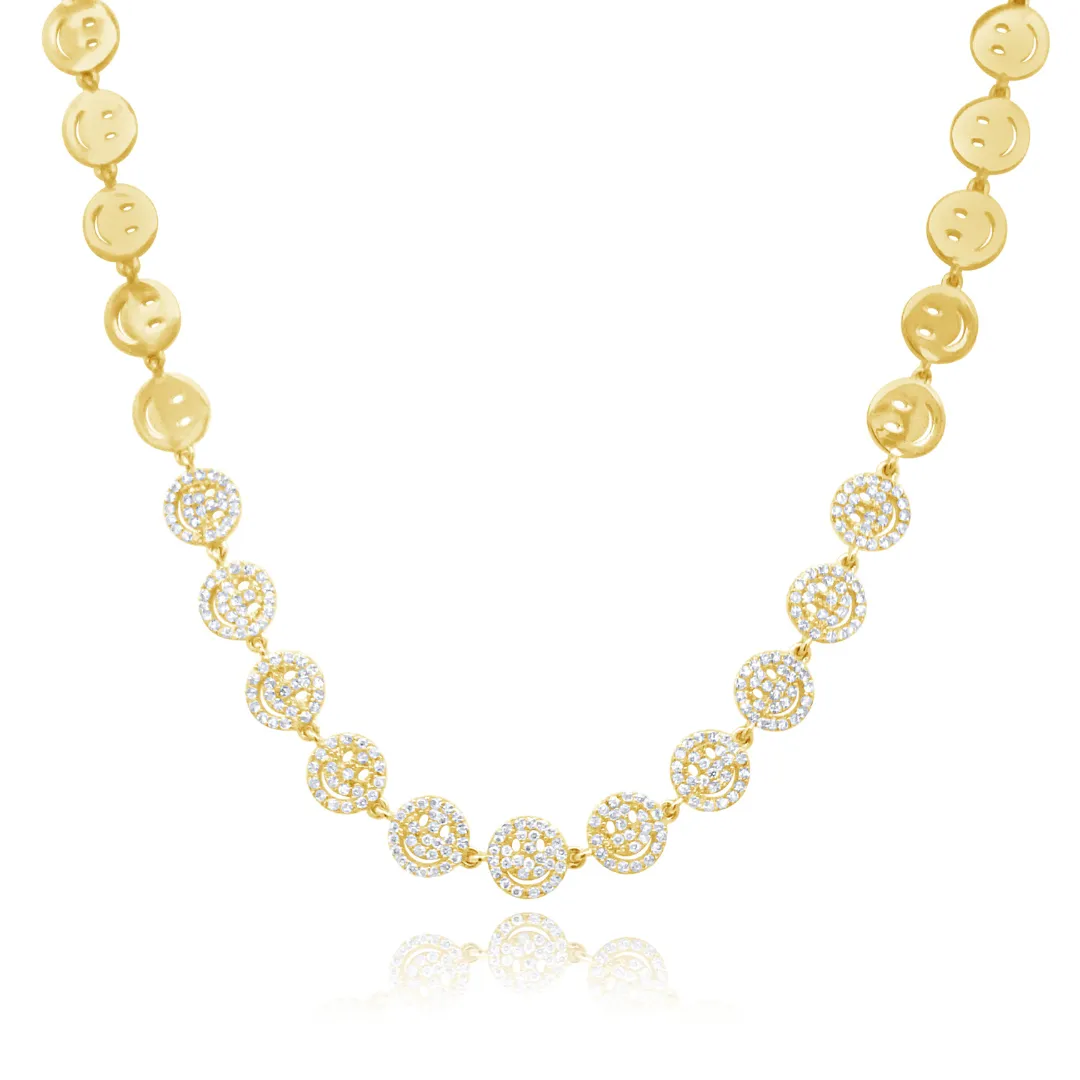 Little Drew Smiley Pave Diamond Adjustable Necklace