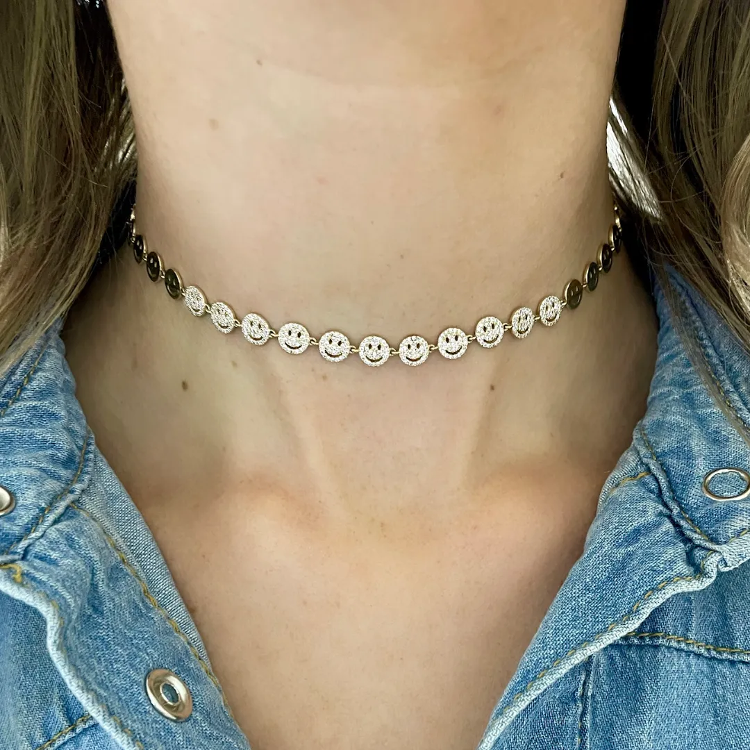 Little Drew Smiley Pave Diamond Adjustable Necklace