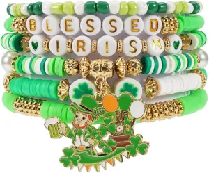 Lonext Bracelet for Women Polymer Clay Bead Bracelet Heishi Surfer Bracelets Set
