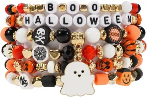 Lonext Halloween Bracelets Stackable Heishi Beaded Stretch Bracelets