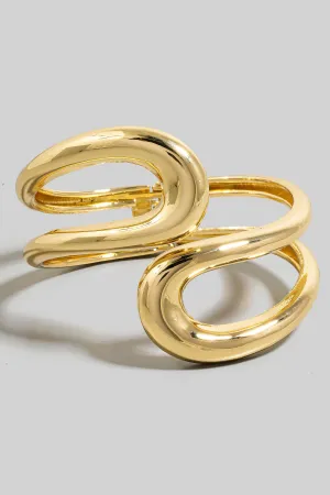 Looped Wire Hinge Bangle Bracelet in Gold and Silver