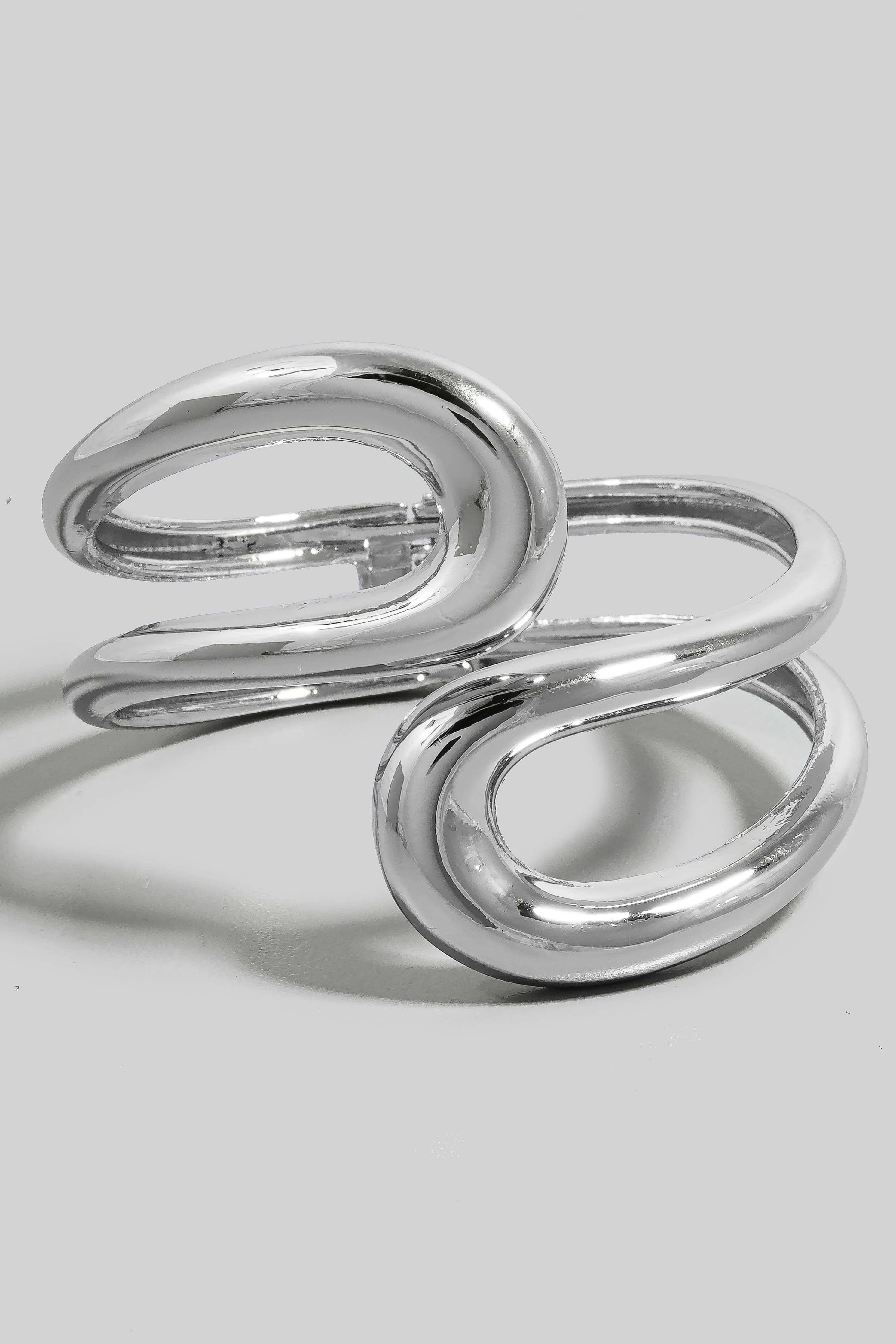 Looped Wire Hinge Bangle Bracelet in Gold and Silver