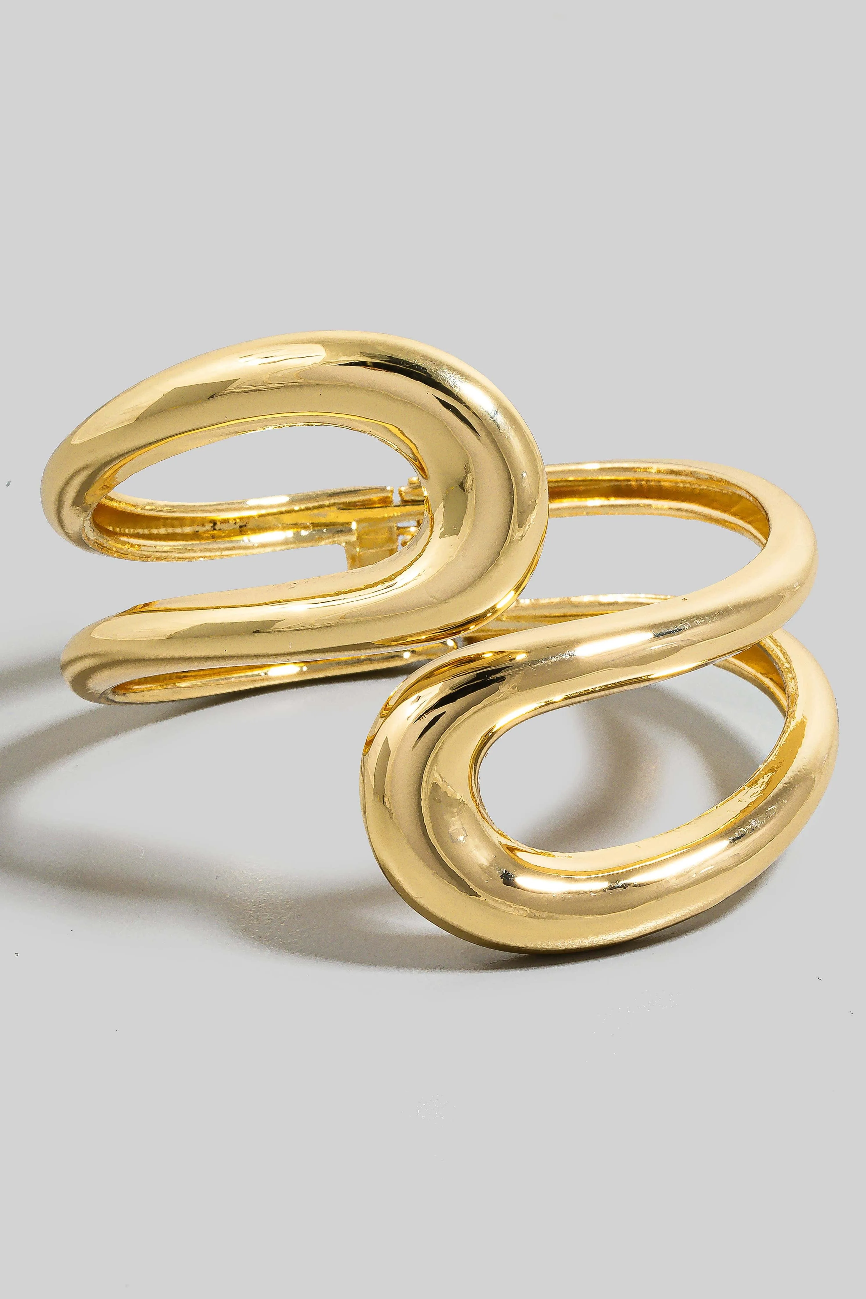 Looped Wire Hinge Bangle Bracelet in Gold and Silver