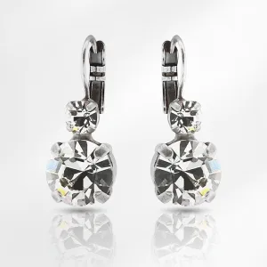 Lovable Double Stone Leverback Clear Earrings