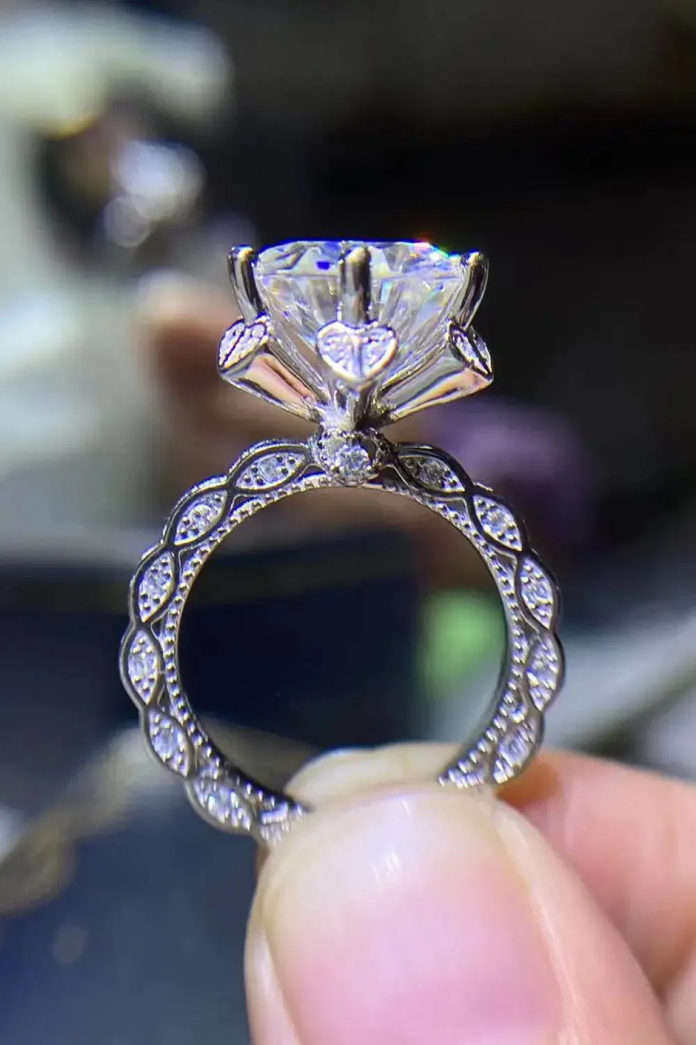 LOVCIA 5 Carat Moissanite Heart 925 Sterling Silver Ring