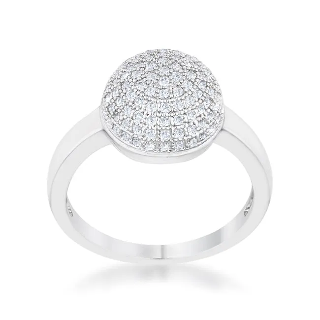 LOVCIA Rhodium-Plated Contemporary Sphere Ring with 0.6ct CZ Accents