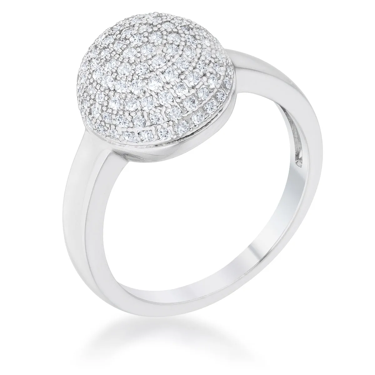 LOVCIA Rhodium-Plated Contemporary Sphere Ring with 0.6ct CZ Accents