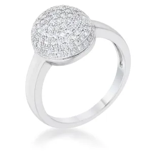 LOVCIA Rhodium-Plated Contemporary Sphere Ring with 0.6ct CZ Accents