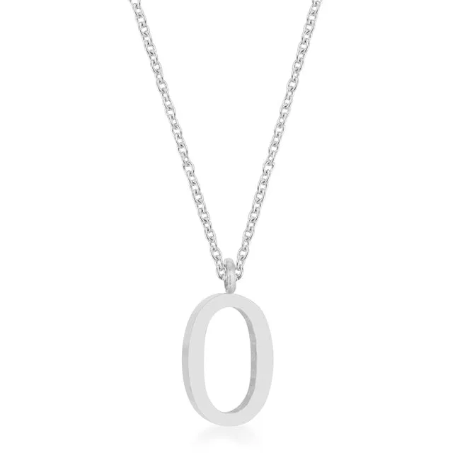 LOVCIA Rhodium-Plated Stainless Steel 'O' Initial Pendant Necklace