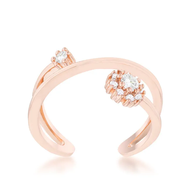 LOVCIA Rose Gold Modern Wrap Ring with 0.25ct CZ Stones