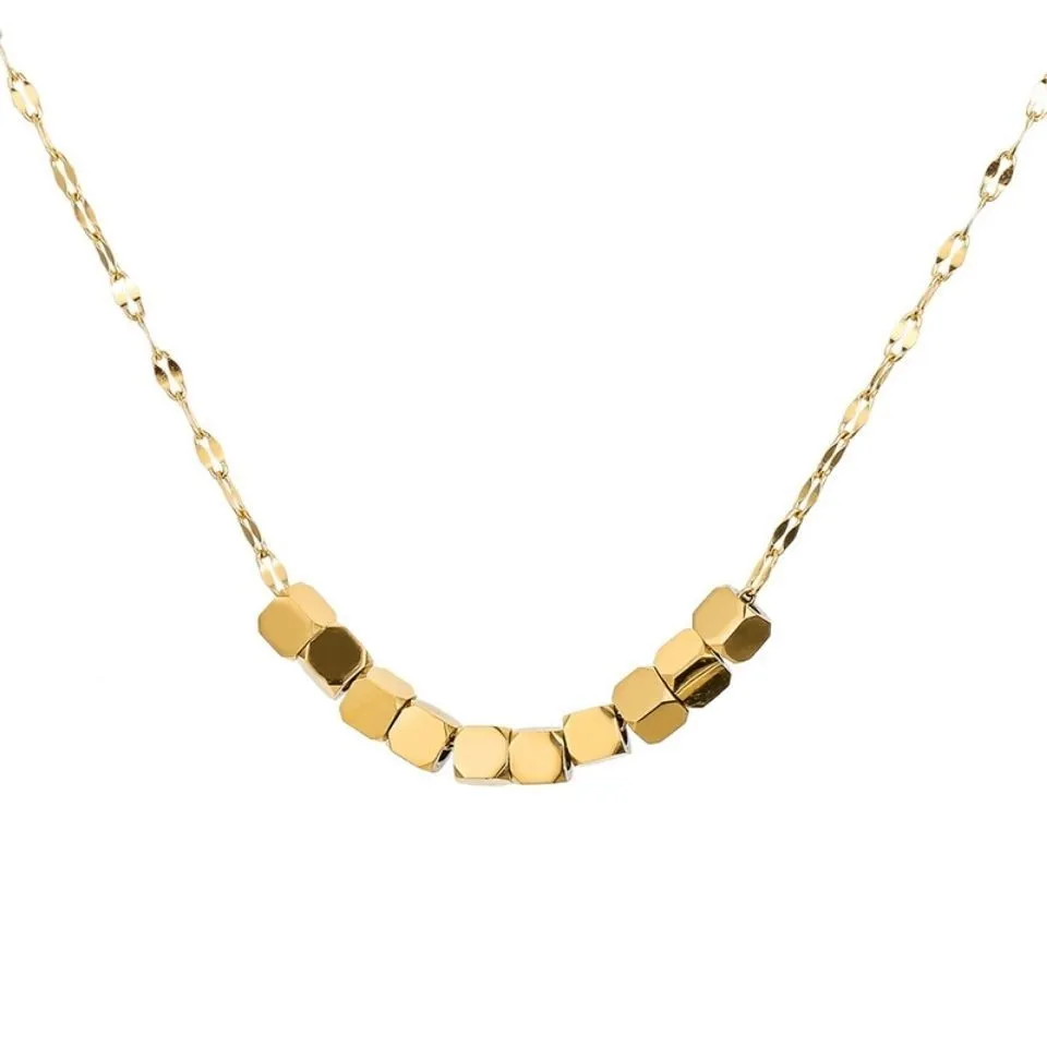 Lucky Bead Necklace Stainless Steel Jewelry Charm Metal Gold Chain Necklace