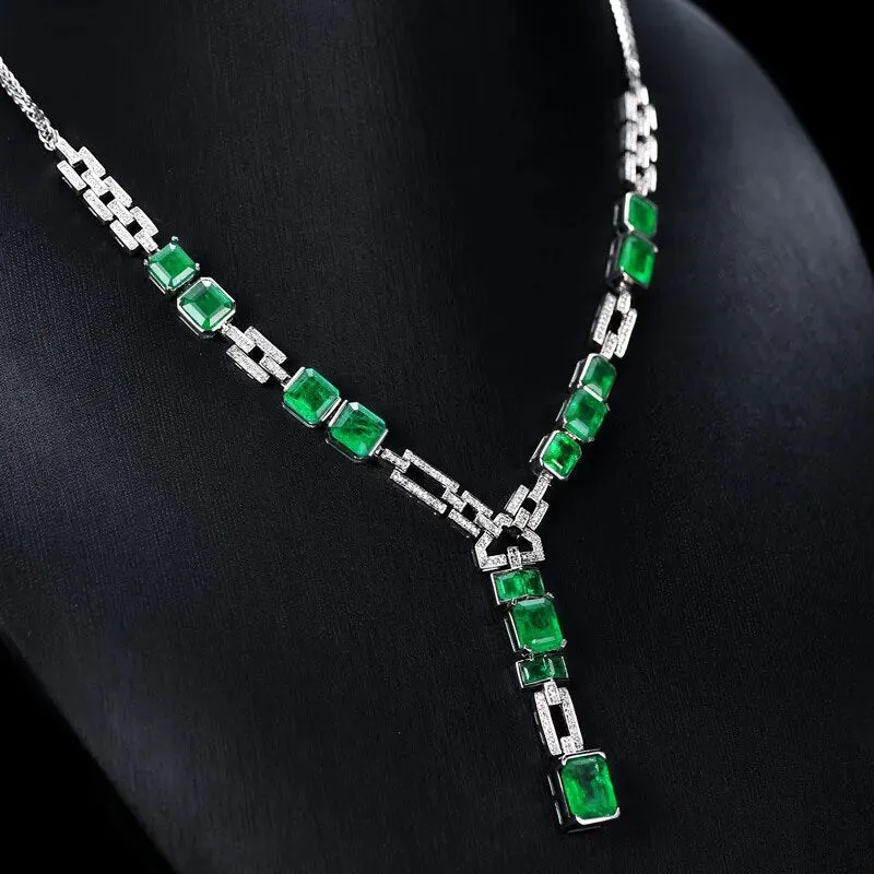 Luxury Silver Color Square Female Necklaces