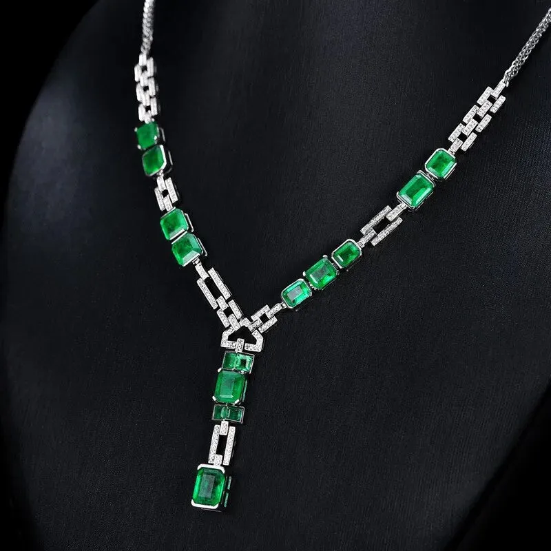 Luxury Silver Color Square Female Necklaces