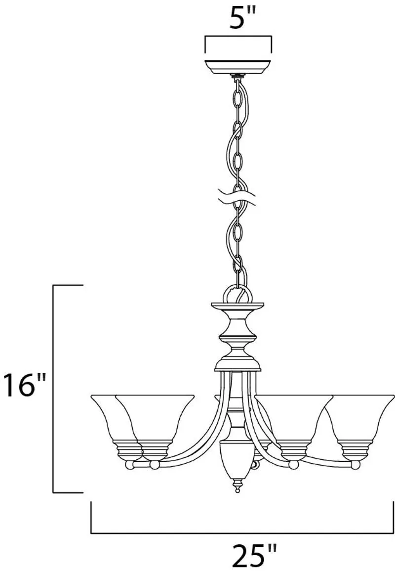 Malaga 25" 5 Light Single-Tier Chandelier in Satin Nickel with Frosted Glass Finish