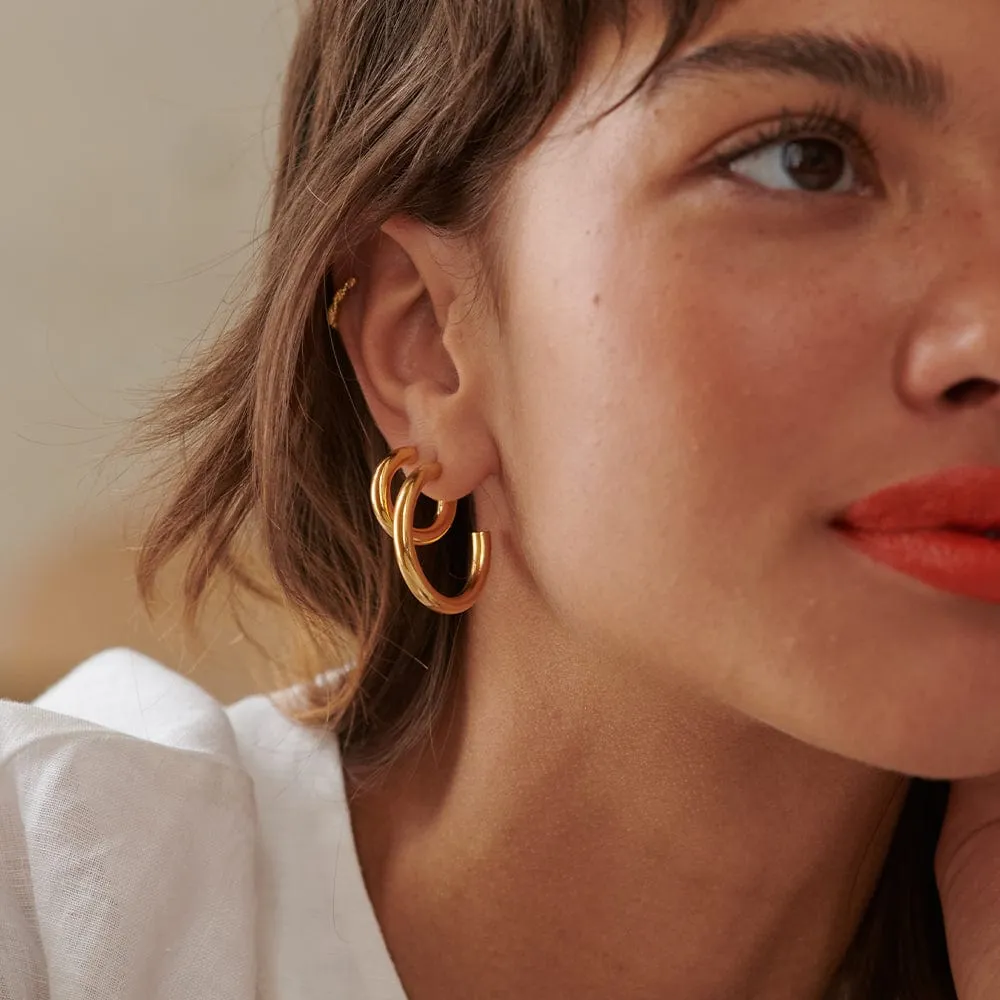 Maxi Bold Hoop Earrings 18ct Gold Plate