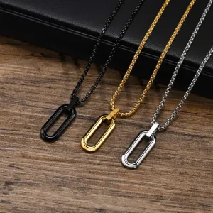 Men Geometric Necklaces, Waterproof Stainless Steel Hollow Pin Shaped Pendant