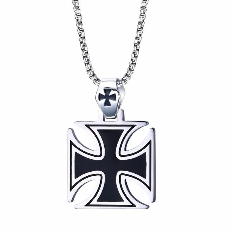 Men Necklace Red Iron Cross Knight Kinghts Templar Pendant