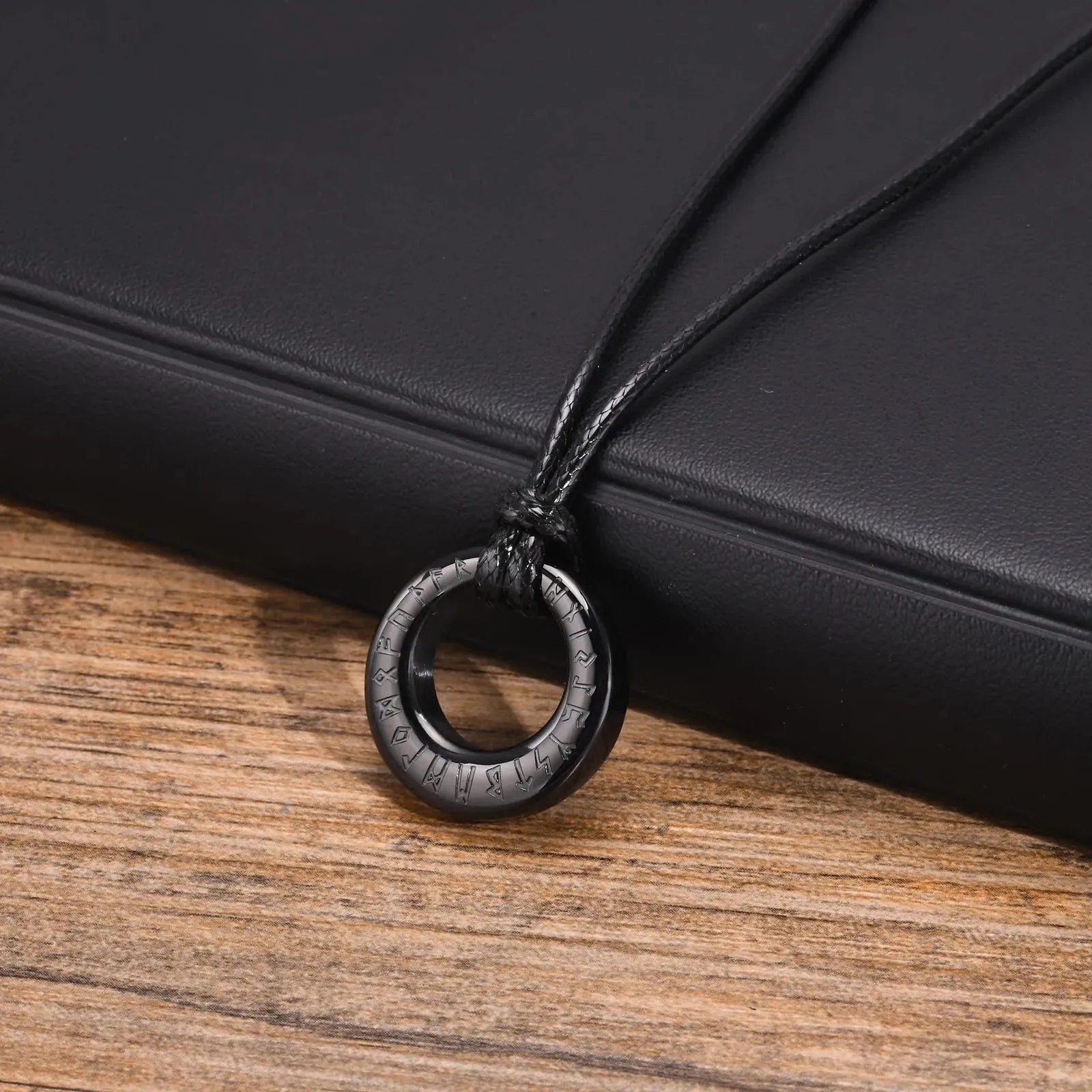 Men Norse Viking Urn Necklaces,Waterproof Stainless Steel Round Pendant