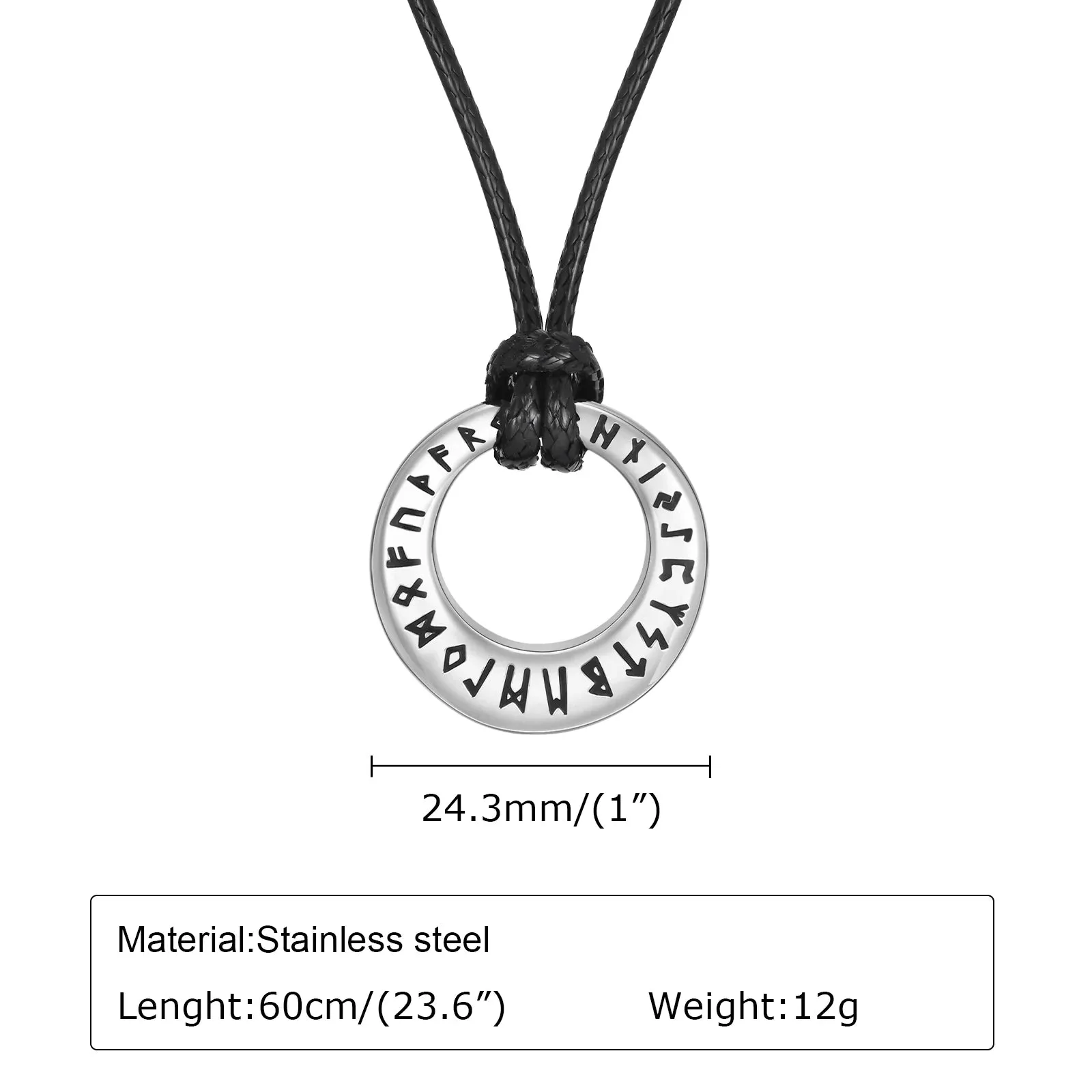 Men Norse Viking Urn Necklaces,Waterproof Stainless Steel Round Pendant