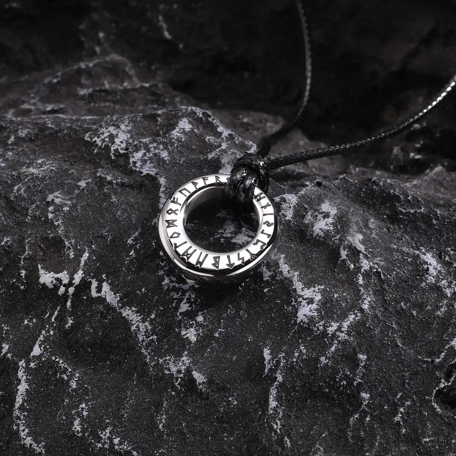 Men Norse Viking Urn Necklaces,Waterproof Stainless Steel Round Pendant