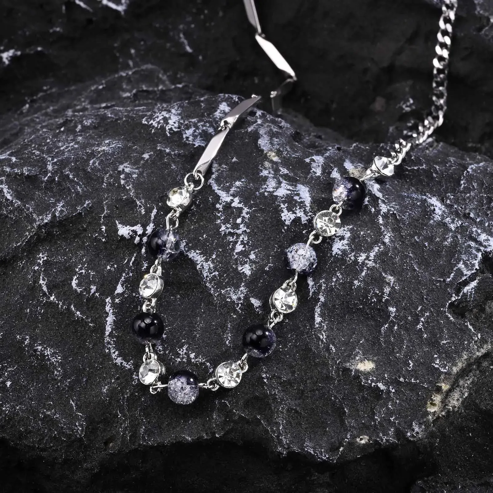 Mens 8mm Beads Chain Necklaces,Stainless Steel Curb Chain Collar