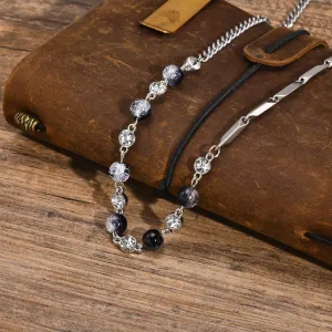 Mens 8mm Beads Chain Necklaces,Stainless Steel Curb Chain Collar