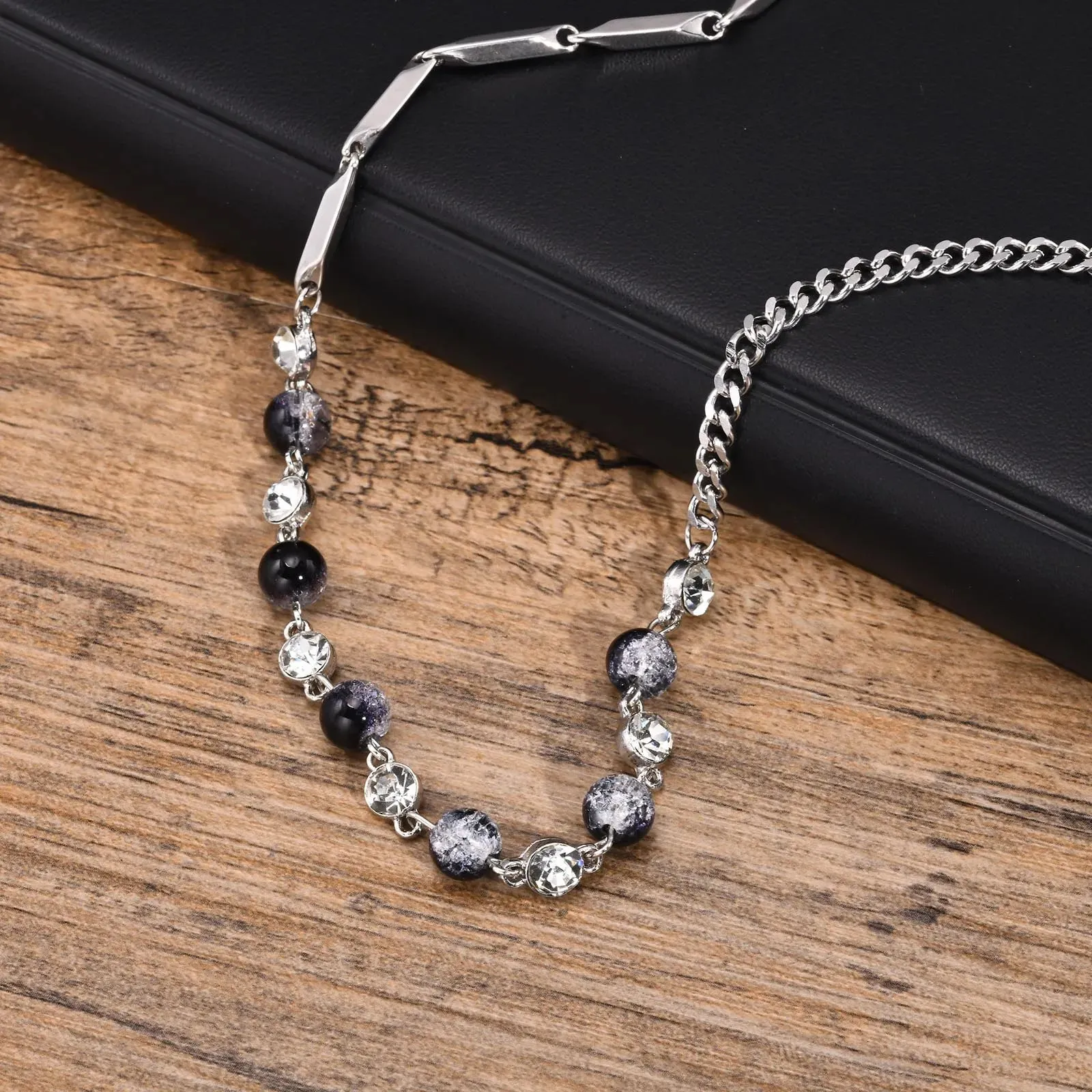 Mens 8mm Beads Chain Necklaces,Stainless Steel Curb Chain Collar