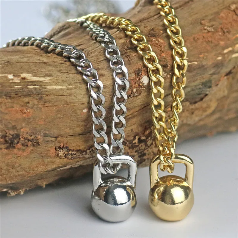 Mens barbell Necklace For Mens sports fitness barbell