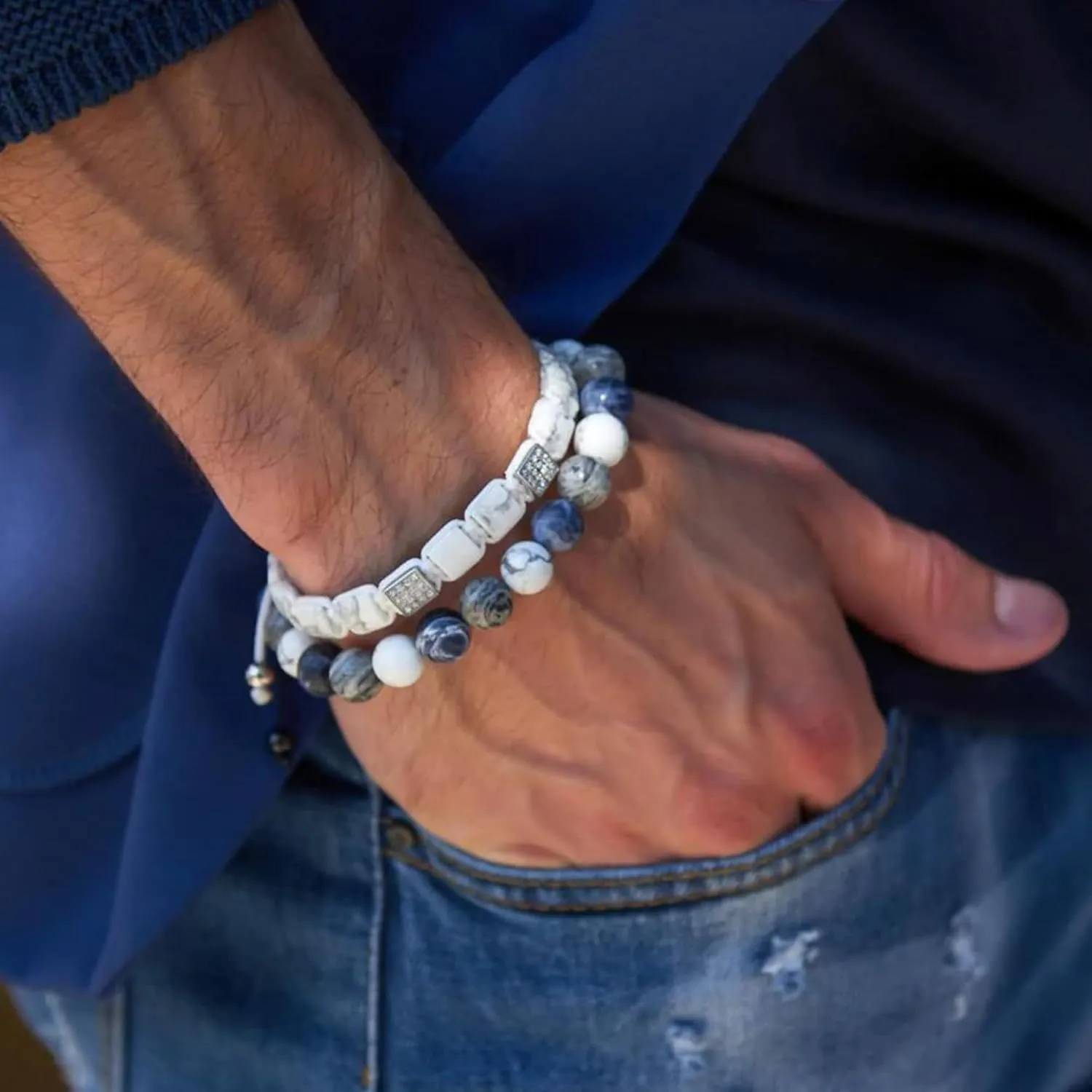 Men's Beaded Bracelet | Gift for Valentines Day | Wearer with Name, Fame, Fortune, and Mondy | Gemstones Beaded Bracelet for Mens Bracelet