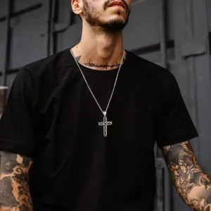 Mens Stainless Steel Viking Infinity Celtic Cross Irish Knot Pendant Necklaces