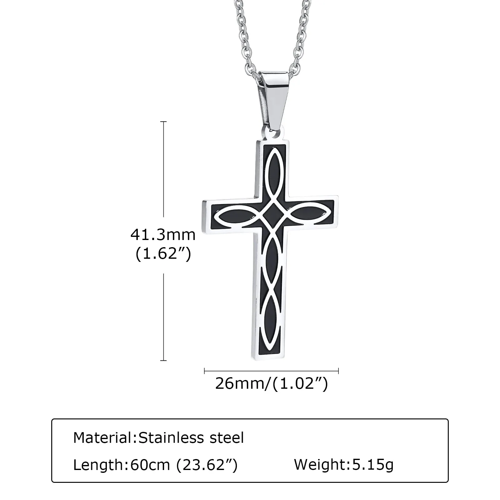 Mens Stainless Steel Viking Infinity Celtic Cross Irish Knot Pendant Necklaces
