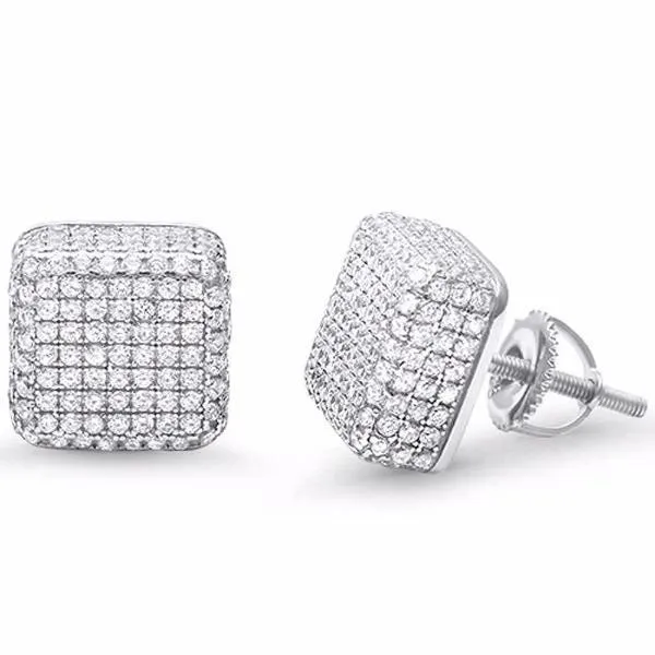 Mens Sterling Silver .925 Zirconia Stud Earrings
