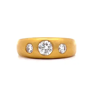 Men's Three Stone Diamond Ring in 18k Yellow Gold