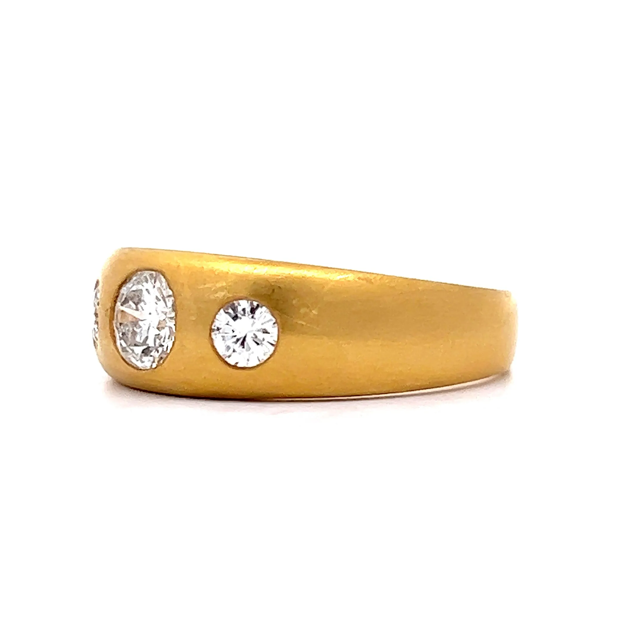 Men's Three Stone Diamond Ring in 18k Yellow Gold
