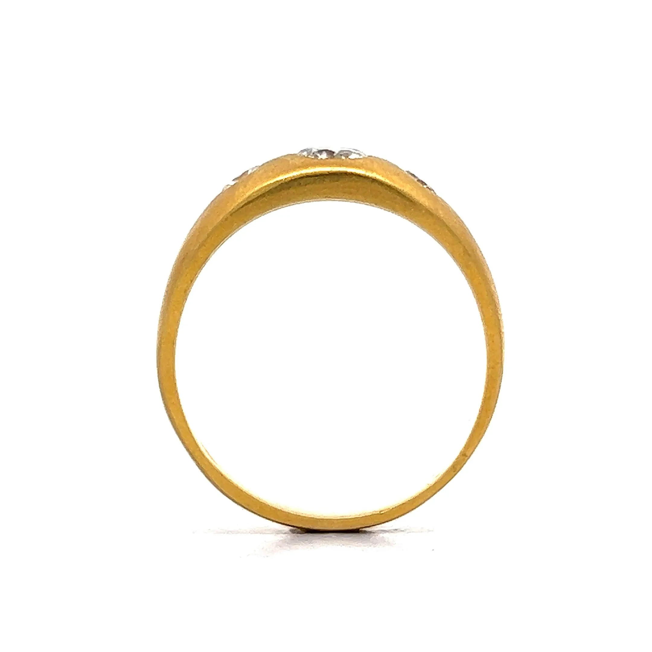 Men's Three Stone Diamond Ring in 18k Yellow Gold